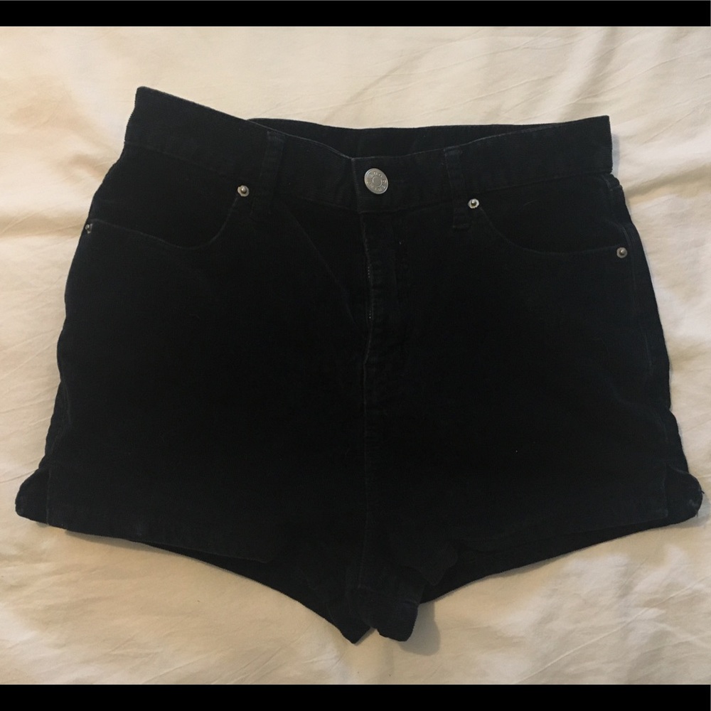 BDG high rise black corduroy shorts